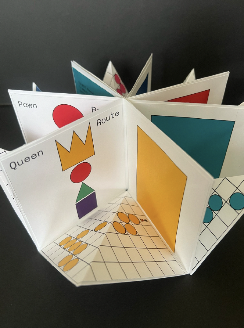 Folding booklet made to be handed out at the pop-up MOVE Museum, showing the route you take in the rooms based upon which piece you are. Folding booklet made to be handed out at the pop-up MOVE Museum, showing the route you take in the rooms based upon which piece you are.
