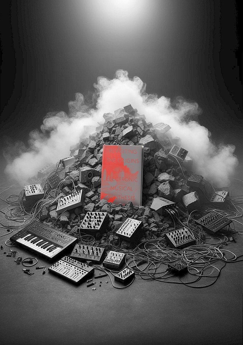 "Revisiting the Orgins of Electronic Musical Synthesis", a project set in an alternate world where synthesizers were discovered by tribes half a century ago, all source imagery generated by AI. "Revisiting the Orgins of Electronic Musical Synthesis", a project set in an alternate world where synthesizers were discovered by tribes half a century ago, all source imagery generated by AI.