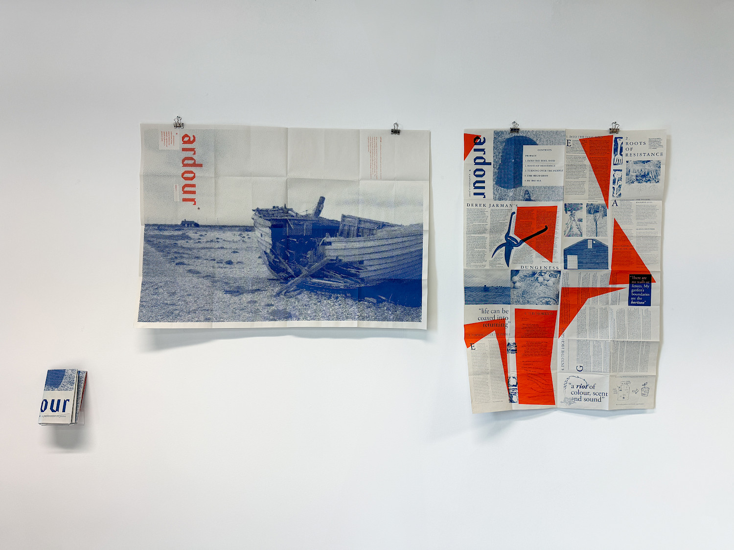 (594 x 841, double-sided screenprint)
Collaborative project by Bibi Lewin-Sanderson and Roxanna Luke.
Ardour is a publication on the topic of protest. Issue 1 is a guide through Derek Jarman’s garden, each chapter inspired by different sections of his Dungeness home. The curated selection of articles is a reflection on how in it’s nature, Prospect Cottage and it’s surroundings, is a symbol of expressive opposition. When unfolded the publication is A1, but can be folded down to A6 - pocket size - which keeps it compact and easily transportable. (594 x 841, double-sided screenprint)
Collaborative project by Bibi Lewin-Sanderson and Roxanna Luke.
Ardour is a publication on the topic of protest. Issue 1 is a guide through Derek Jarman’s garden, each chapter inspired by different sections of his Dungeness home. The curated selection of articles is a reflection on how in it’s nature, Prospect Cottage and it’s surroundings, is a symbol of expressive opposition. When unfolded the publication is A1, but can be folded down to A6 - pocket size - which keeps it compact and easily transportable.