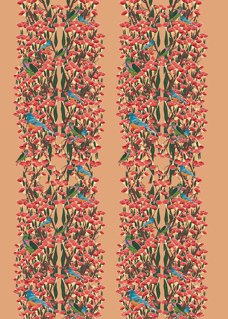 These images are hand-painted illustrations that have been scanned into Photoshop and turned into repeating pattern designs, inspired by the textile artist Timourus Beasties. The final works were used in the 2nd year unit X project this project relied on collaboration in a group with designers from other disciplines to create a series of outcomes to display the Material Source centre in Manchester, My group came up with the title Space Separation and play, we each individually worked on producing sustainable ways to decorate a space using design. I hand-painted each flower and insect in each pattern and used Photoshop to turn them into a repeating pattern experimenting with layout and pattern design. The purpose for these designs was to create a 'Digital Wallpaper' that can be used in any space and is sustainable. These images are hand-painted illustrations that have been scanned into Photoshop and turned into repeating pattern designs, inspired by the textile artist Timourus Beasties. The final works were used in the 2nd year unit X project this project relied on collaboration in a group with designers from other disciplines to create a series of outcomes to display the Material Source centre in Manchester, My group came up with the title Space Separation and play, we each individually worked on producing sustainable ways to decorate a space using design. I hand-painted each flower and insect in each pattern and used Photoshop to turn them into a repeating pattern experimenting with layout and pattern design. The purpose for these designs was to create a 'Digital Wallpaper' that can be used in any space and is sustainable.