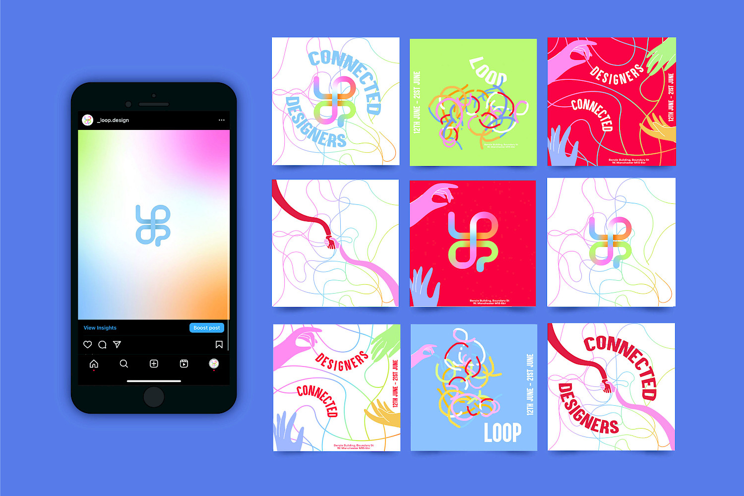 A series of social media promotional designs that were created for the GDP 1 project. I chose to 'design' the degree show, I named the concept Loop and its purpose was to connect designers from all disciplines and encourage networking and collaborative projects between them. A series of social media promotional designs that were created for the GDP 1 project. I chose to 'design' the degree show, I named the concept Loop and its purpose was to connect designers from all disciplines and encourage networking and collaborative projects between them.