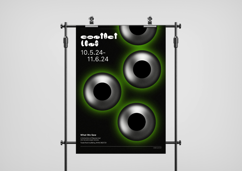 Contact lense Project: Contact lense was a museum branding project for the toast rack building based around UFOs. Contact lense Project: Contact lense was a museum branding project for the toast rack building based around UFOs.