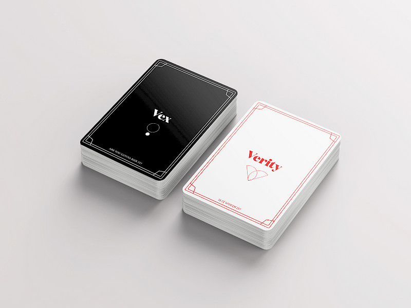 Vex or verity is my reinterpretation of the classic novel ‘IT’ by Stephen King. The card game aims to bring friends closer together mirroring the key theme of friendship throughout the novel. Vex or verity is my reinterpretation of the classic novel ‘IT’ by Stephen King. The card game aims to bring friends closer together mirroring the key theme of friendship throughout the novel.