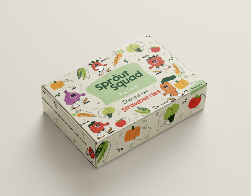 Sprout Squad is a plant care kit that comes with a unique twist - each plant comes with a fictional character and story. Customers will receive a care kit accompanied by a beautifully illustrated booklet that tells the plant's whimsical adventures. My target age range is 8 years plus. Sprout Squad is a plant care kit that comes with a unique twist - each plant comes with a fictional character and story. Customers will receive a care kit accompanied by a beautifully illustrated booklet that tells the plant's whimsical adventures. My target age range is 8 years plus.