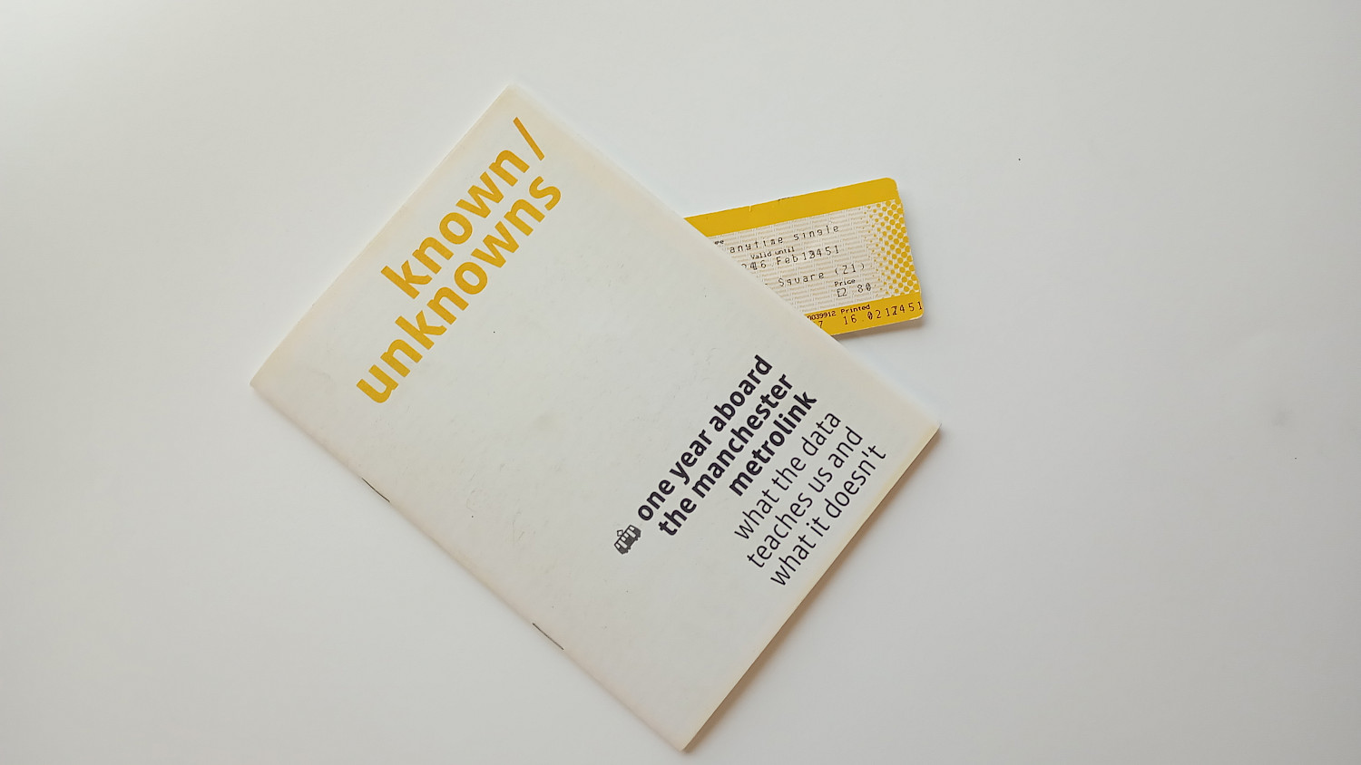Known/unknowns, a data analysis zine exploring the journeys travelled on the Manchester Metrolink trams. Known/unknowns, a data analysis zine exploring the journeys travelled on the Manchester Metrolink trams.
